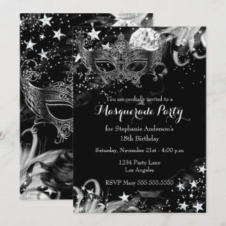 Silver Sparkle Magical Night Masquerade Invitation