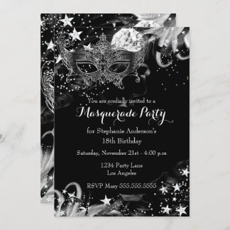 Silver Sparkle Magical Night Masquerade Invitation