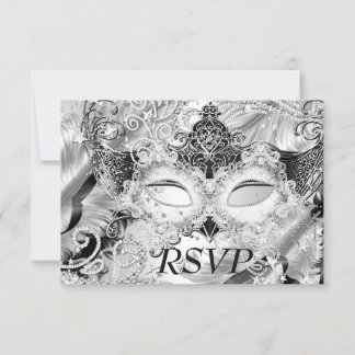 Silver Sparkle Mask Masquerade Party RSVP