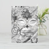 Silver Sparkle Mask Masquerade Quinceanera Invitation (Standing Front)