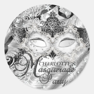 Silver Sparkle Mask Masquerade Sticker