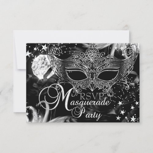 Silver Sparkle Mask Star Night Masquerade RSVP