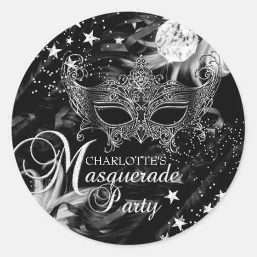 Silver Sparkle Mask Star Night Masquerade Sticker