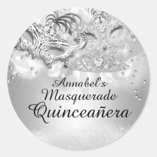 Silver Sparkle Masquerade Quinceanera Sticker