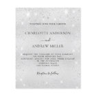 Silver sparkle modern budget wedding invitation