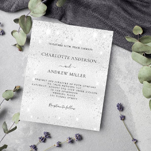Silver sparkle modern budget wedding invitation flyer