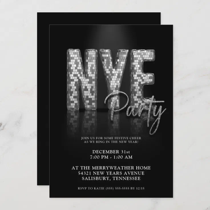 Silver Sparkle New Years Eve Party Invitation Zazzle