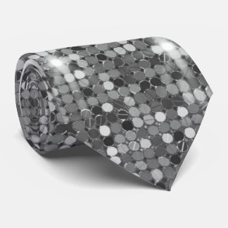 Silver Sparkle Sequin Disco Glam Neck Tie