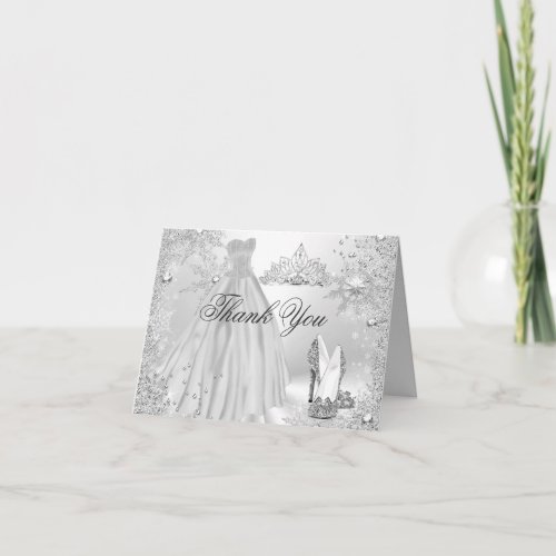 Silver Sparkle Snowflake Thank You Card