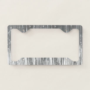 Silver Sparkle Stripes License Plate Frame
