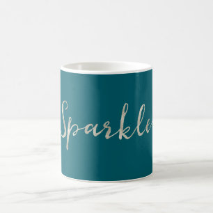 Silver Sparkle Teal Green Coffee Mug