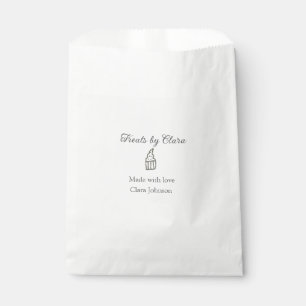 Silver sparkle treats bakery made with love name favor bag