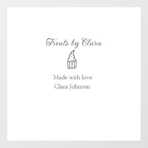 Silver sparkle treats bakery made with love name window cling