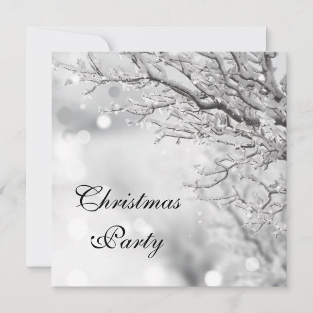 Silver Sparkle Winter Christmas Party Invitation (Front)