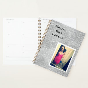 Silver Sparkle Your Photo Personalized Quote Planner