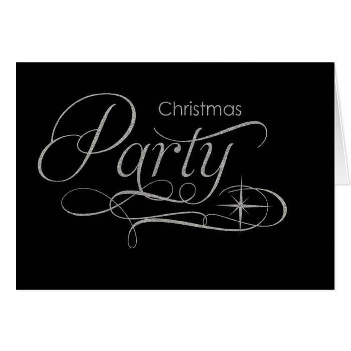Silver Sparkles Christmas Holiday Party Invitation Cards
