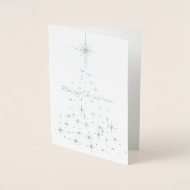 Silver Sparkles Christmas Tree Foil Card (Front)