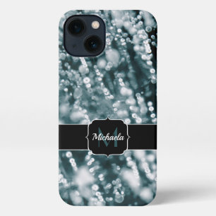 Silver sparkles Frozen Ice bubbles Monogram iPhone 13 Case