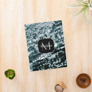 Silver sparkles Frozen Ice bubbles Monogram Mini Binder