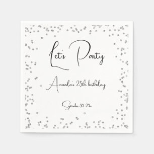 Silver Sparkles Fully Customizable Let's Party Napkins
