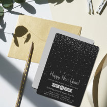 Silver Sparkles New Years Eve Party Invitation