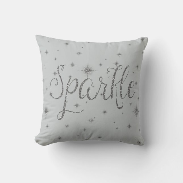 Silver Sparkles Throw Pillow (Front)