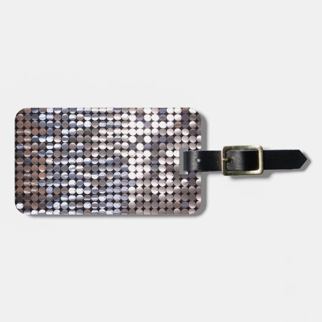 Silver Sparkling Sequin Look Luggage Tag (Front Horizontal)