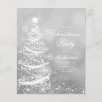 Silver Sparkling Xmas Tree Invite Program Menu Flyer