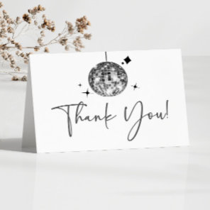 Silver Sparkly Disco Ball Birthday Party Thank You Card