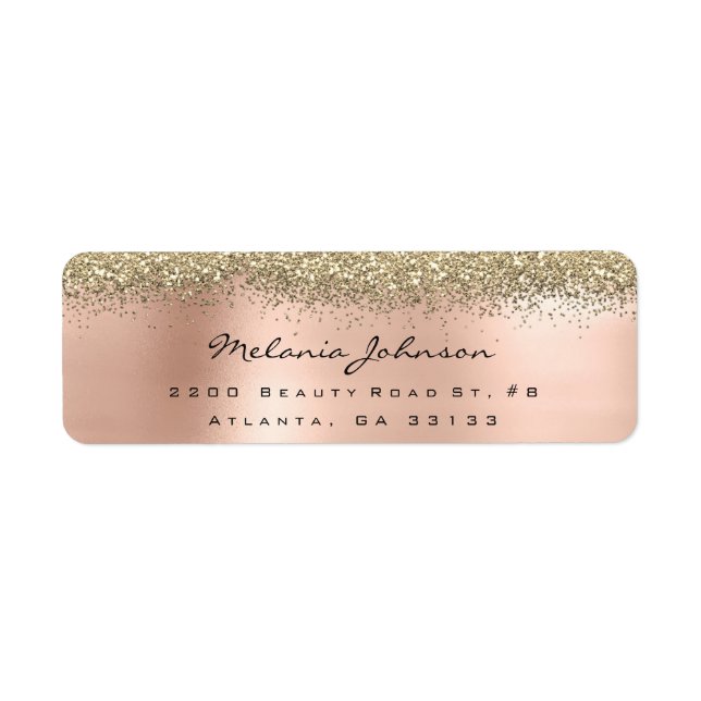 Silver Sparkly Glitter Pink Rose Gold  Metallic Label (Front)