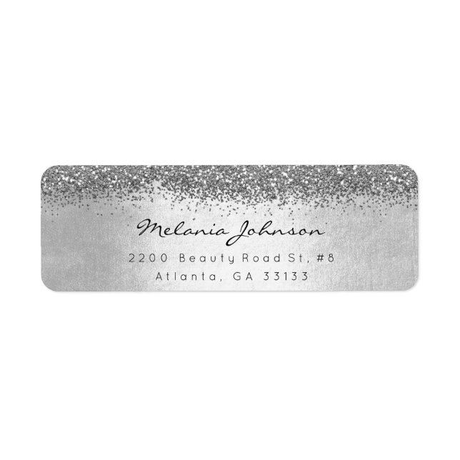 Silver Sparkly Glitter Silver Metallic Label (Front)