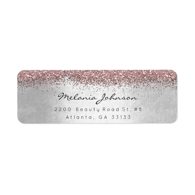 Silver Sparkly Glitter Silver Pink Blush Metallic Label