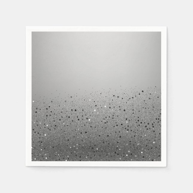 Silver Sparkly Glitter Sweet 16 Birthday Party Napkins (Front)