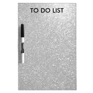Silver sparkly glitter to do list dry erase board