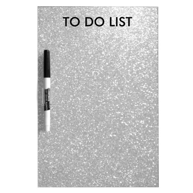 Silver sparkly glitter to do list dry erase board (Front)