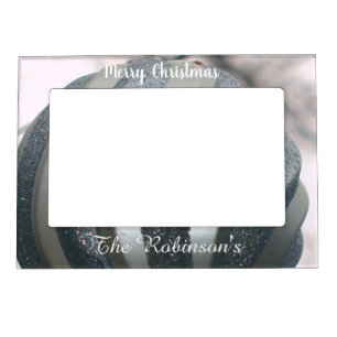 Silver Sparkly Ornament Ball Magnetic Photo Frames