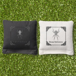 Silver Spider Halloween Cornhole Bags