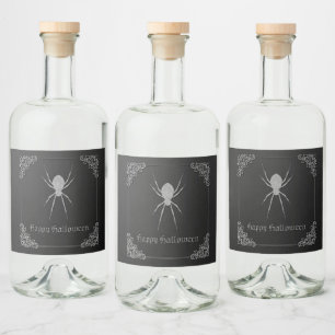 Silver Spider Halloween Liquor Bottle Label