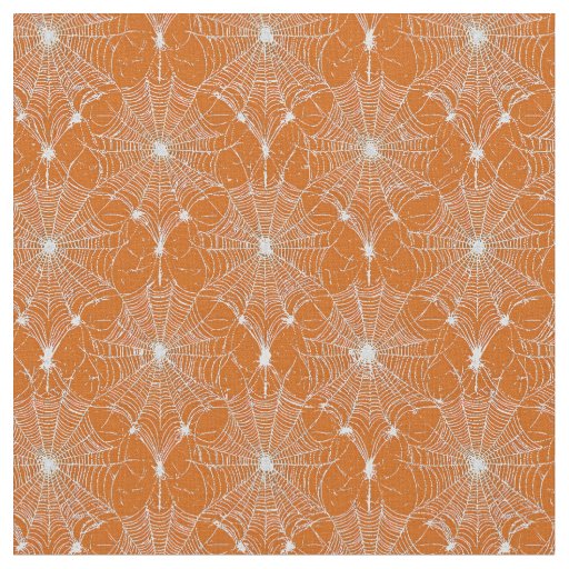 Silver Spiderweb Lace On Orange Fabric