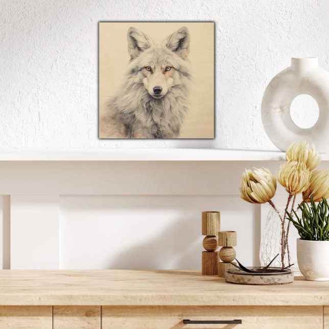 Silver Spirit Animal Fox Wood Wall Art (Silver Spirit Animal Fox on Wood Nature Art)