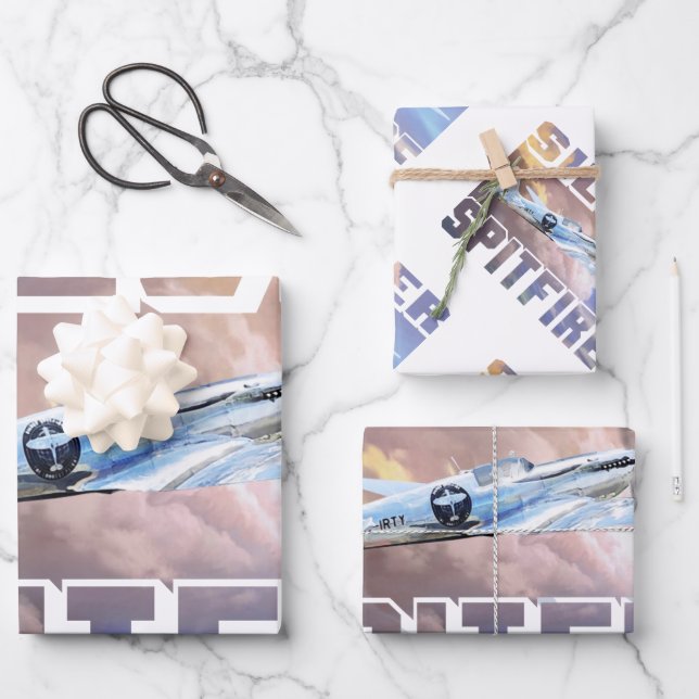 Silver Spitfire Wrapping Paper Sheets (Front)