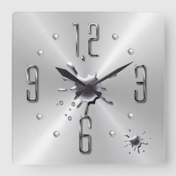 Silver Splat Wall Clock by SharonCullars at Zazzle