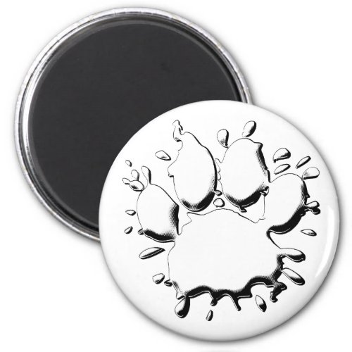 Silver Splatter Dog Paw Drawing Magnet