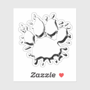 Silver Splatter Dog Paw Drawing Sticker