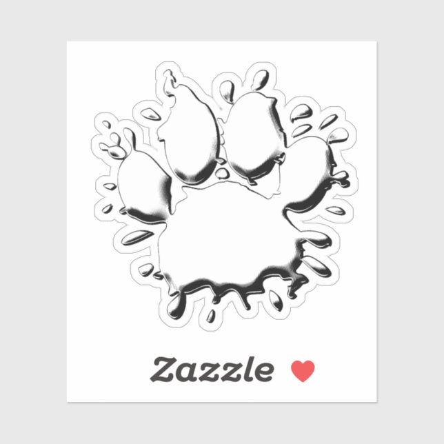 Silver Splatter Dog Paw Drawing Sticker (Sheet)