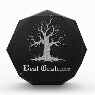 Silver Spooky Tree Halloween Acrylic Award