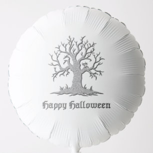 Silver Spooky Tree Halloween Balloon