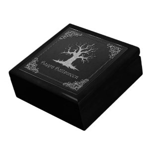 Silver Spooky Tree Halloween Gift Box