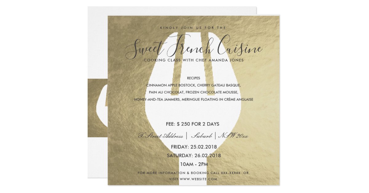 Silver Spoon Fork Cooking Class Invite Template Zazzle Com