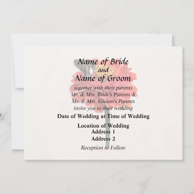Silver Spotted Skipper on Red Zinnia Invitation (Front)